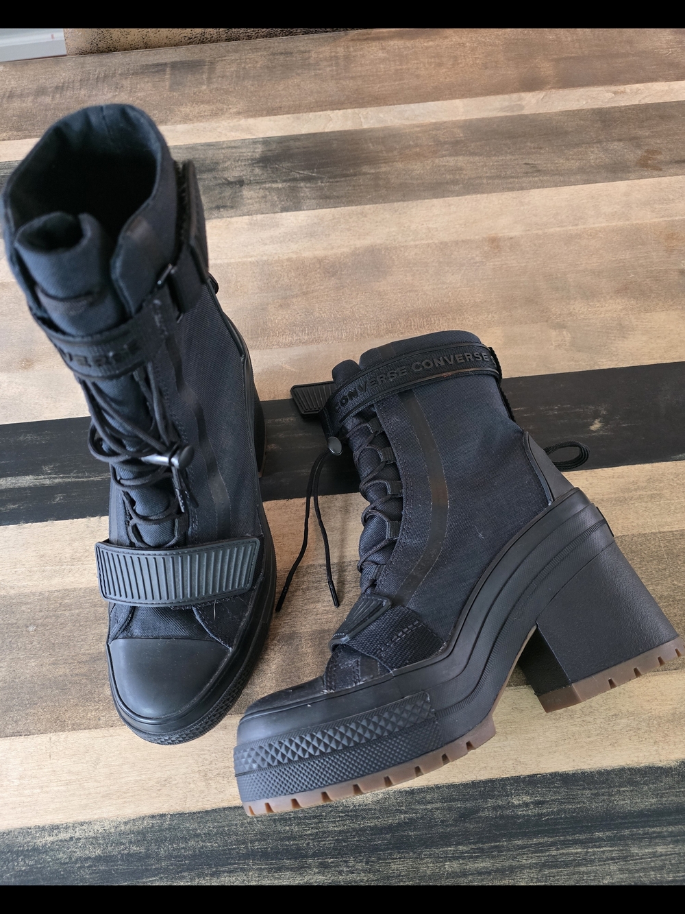 Converse Black Platform Lug-Heel Lace-Up Boots